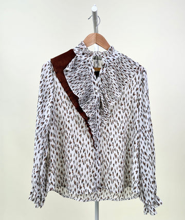 Blouse-Studio Luxe-Brown flower-Brown