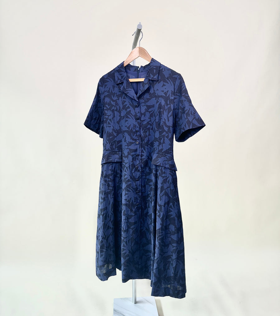 [Korean Brand] Blue Leaf Print Dress