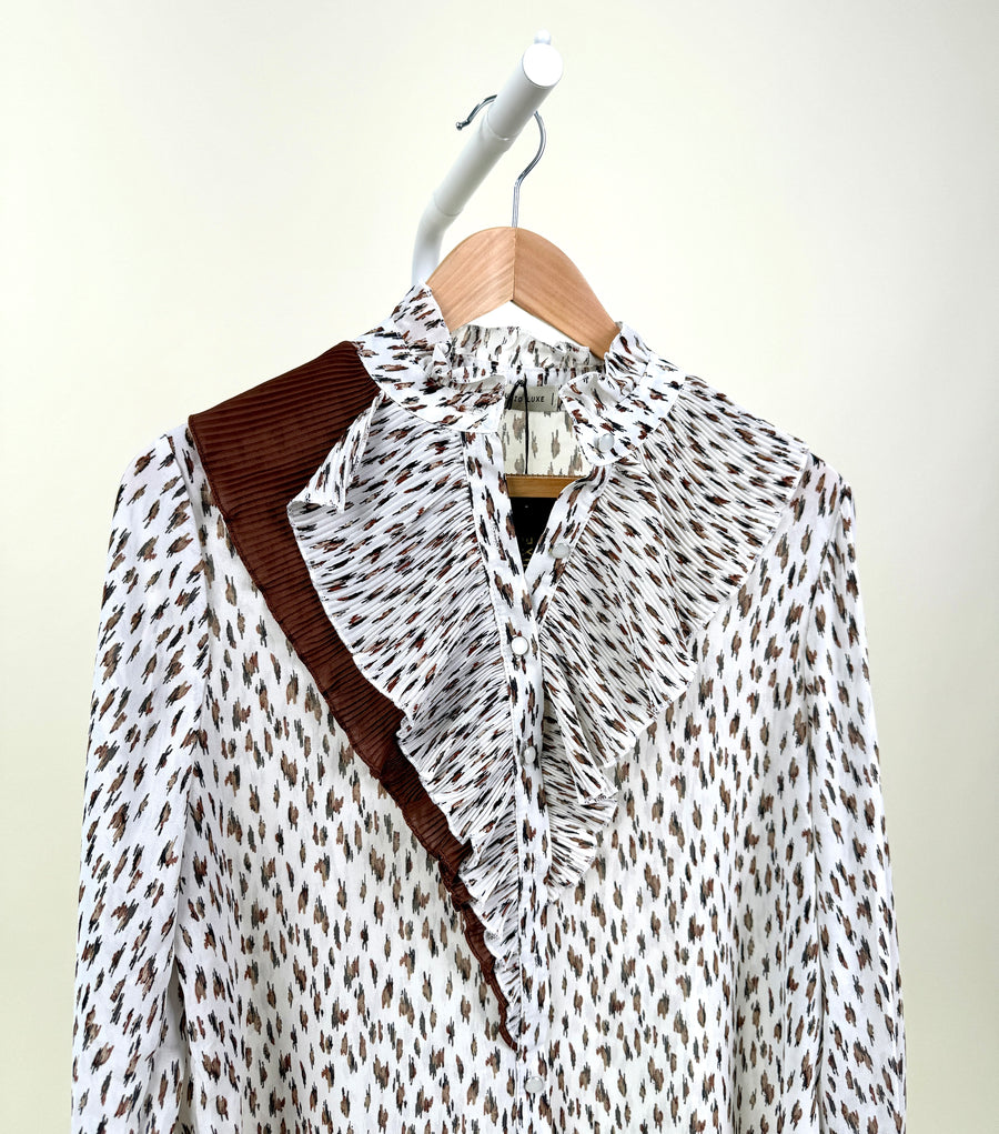 Blouse-Studio Luxe-Brown flower-Brown