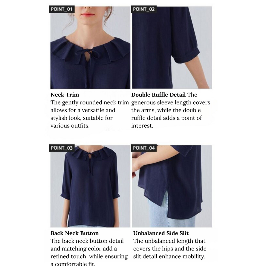 [Flamingo] Cool Summer Mellow Blouse - Navy