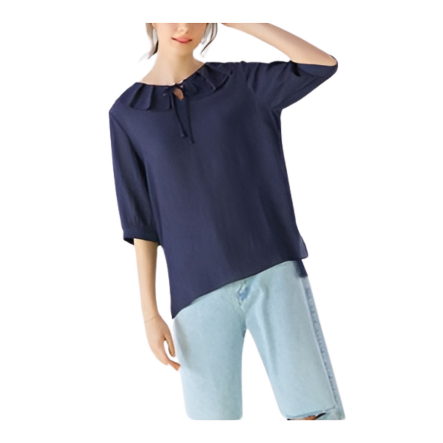 [Flamingo] Cool Summer Mellow Blouse - Navy