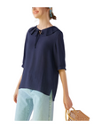 [Flamingo] Cool Summer Mellow Blouse - Navy