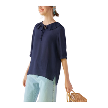 [Flamingo] Cool Summer Mellow Blouse - Navy