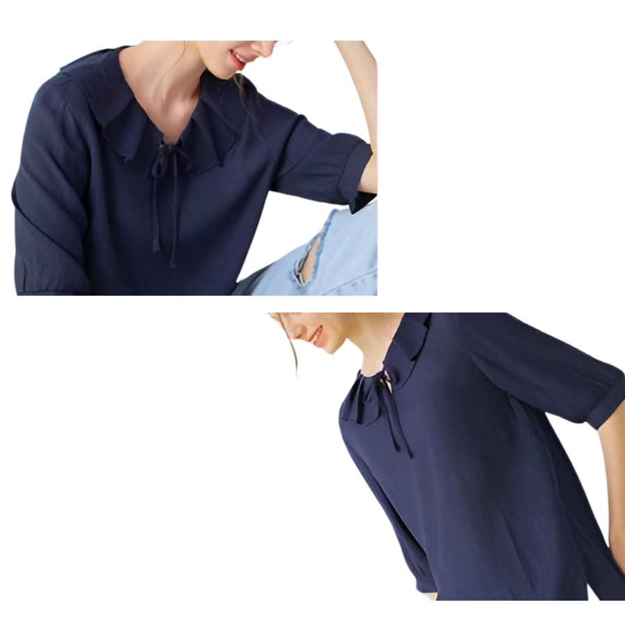 [Flamingo] Cool Summer Mellow Blouse - Navy