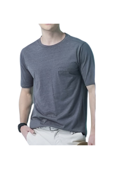 [PERRY ELLIS] Men's Short-Sleeve Slub Cotton T-shirt - Char Coal