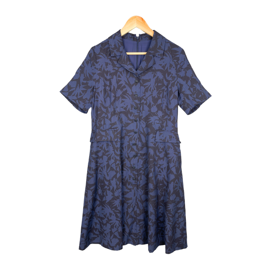 [Korean Brand] Blue Leaf Print Dress