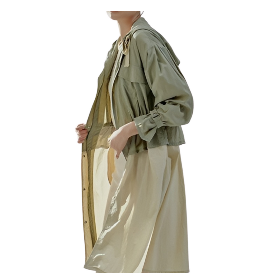 [ZIO SONGZIO] Volume Anorak Trench Coat - Khaki